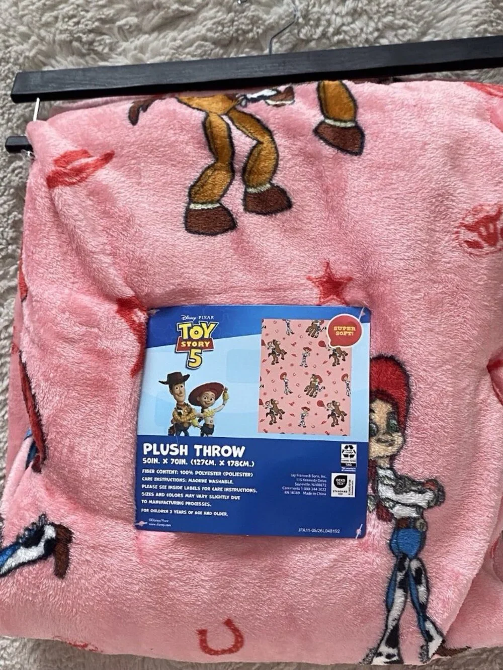 Disney Pixar Toy Story 5 Jessie Bullseye Plush Throw Blanket Pink 50” X 70” NEW